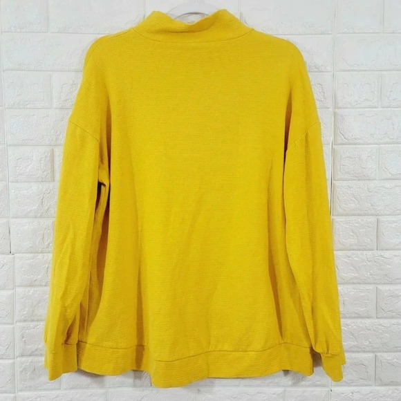 Zara S Mock Neck Solid Yellow Hi-Low Blouse Top - Picture 3 of 7